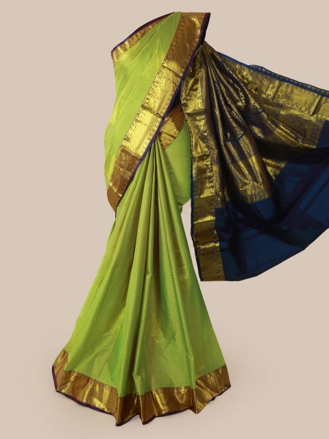 

Pothys Green & Navy Blue Pure Silk Woven Design Saree