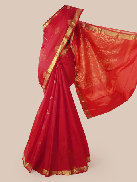 

Pothys Red Woven Design Pure Silk Saree