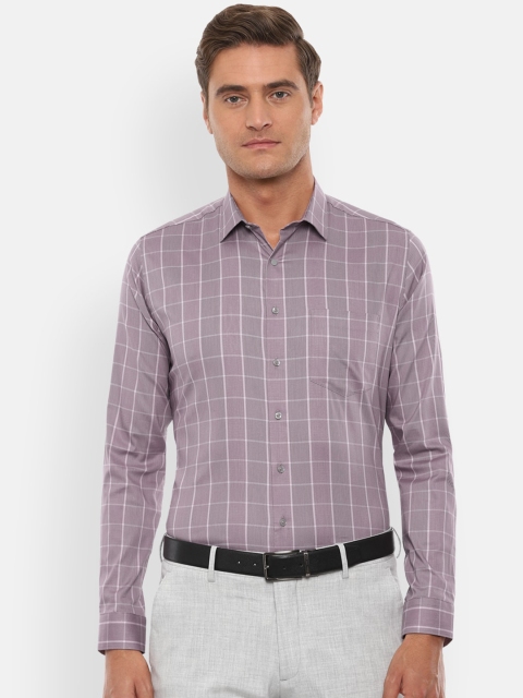 

Van Heusen Men Purple & Off-White Slim Fit Checked Formal Shirt