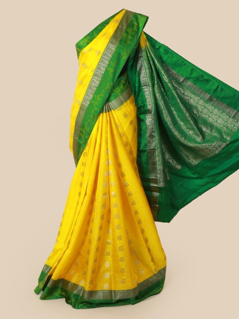 

Pothys Yellow & Green Pure Silk Woven Design Saree