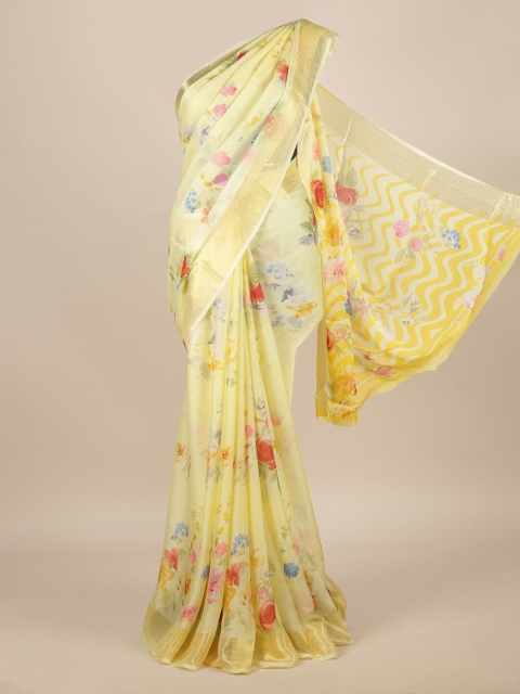 

Pothys Yellow Printed Poly Chiffon Saree