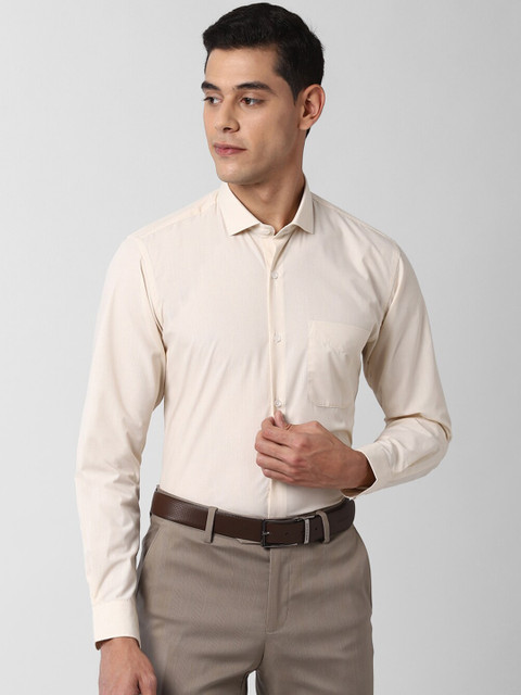 

Peter England Men Cream-Coloured & White Slim Fit Checked Formal Shirt