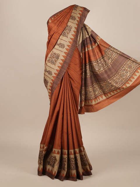 

Pothys Brown Woven Design Jute Silk Saree
