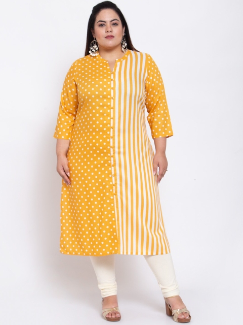 

plusS Women Mustard Printed Kurta