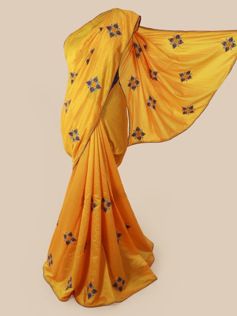 

Pothys Yellow & Blue Art Silk Embroidered Saree