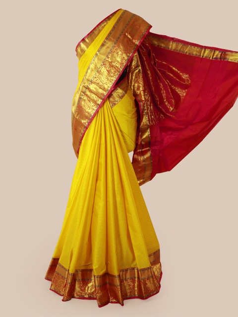

Pothys Yellow Solid Pure Silk Saree