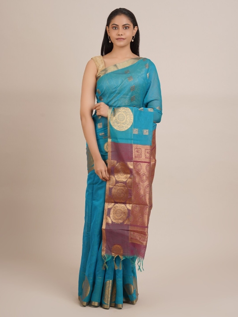 

Pothys Blue & Golden Woven Design Saree