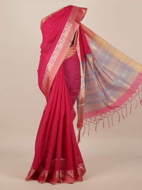 

Pothys Magenta Woven Design Jute Silk Saree