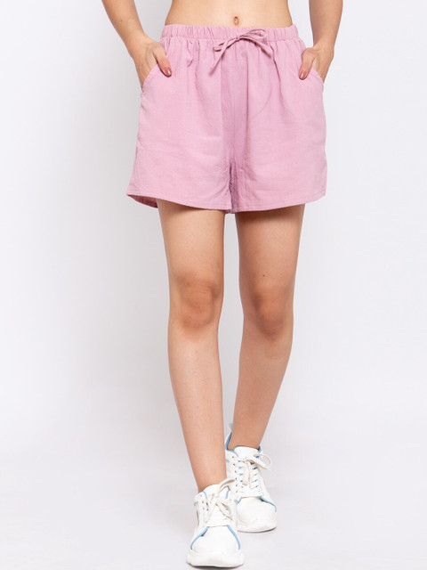 

iki chic Women Pink Solid Regular Fit Regular Shorts