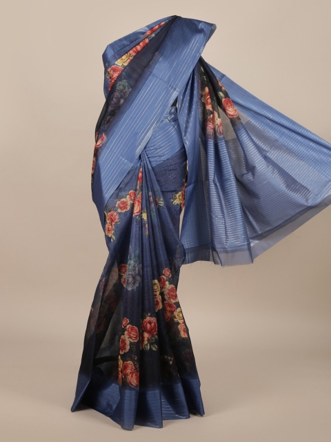 

Pothys Blue Printed Jute Silk Saree