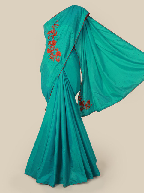 

Pothys Sea Green Embroidered Art Silk Saree