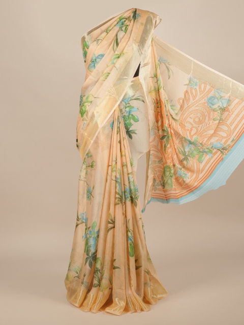 

Pothys Peach-Coloured Printed Poly Chiffon Saree