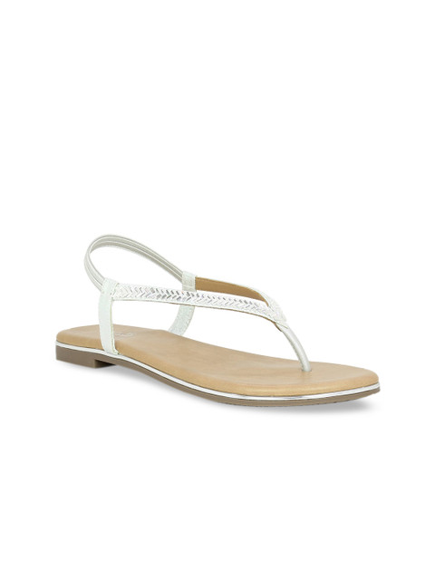 

Inc 5 Women Silver-Toned Embellished Open Toe Flats