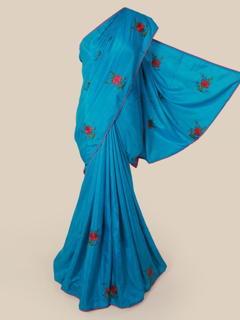 

Pothys Blue Embroidered Art Silk Saree