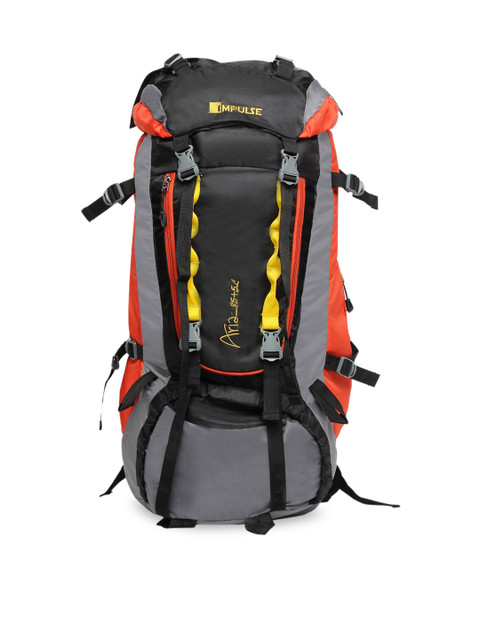 

Impulse Unisex Grey & Orange Aria Colourblocked 90 Liters Waterproof Rucksack