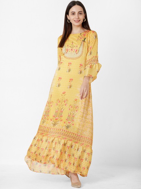 

ZOLA Women Yellow Floral Printed Maxi Dress