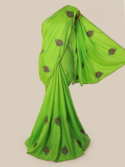 

Pothys Green Checked Art Silk Saree