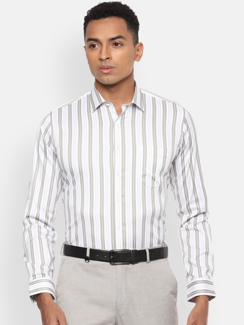 

Van Heusen Men White & Beige Slim Fit Striped Formal Shirt