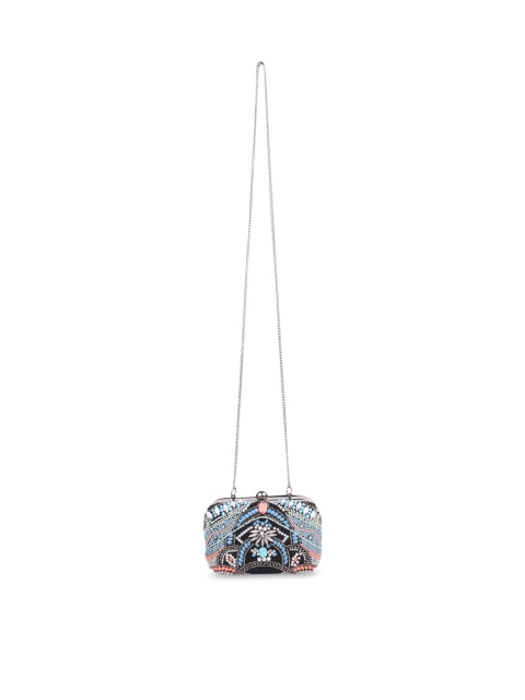 

ASTRID Silver-Toned & Blue Embellished Sling Bag