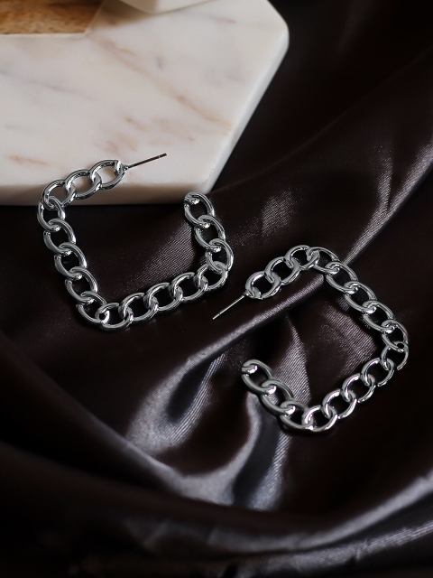

Bellofox Silver-Toned Geometric Drop Earrings