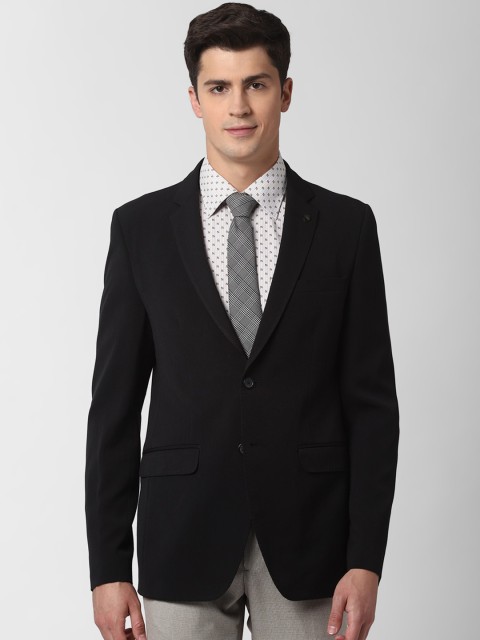 

Peter England Men Black Slim Fit Solid Blazer
