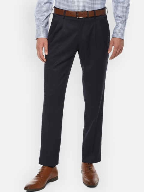 

Louis Philippe Men Navy Blue Regular Fit Solid Formal Trousers