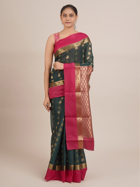 

Pothys Green & Golden Woven Design Saree