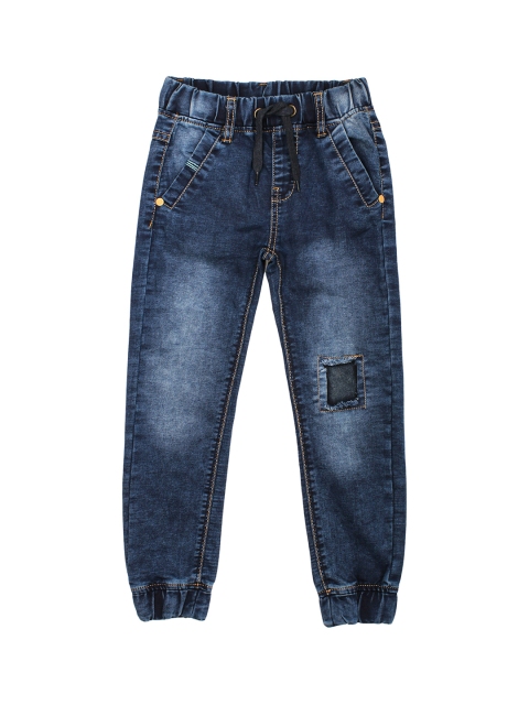

Lil Lollipop Kids Navy Blue Regular Fit Distressed Pure Cotton Denim Joggers