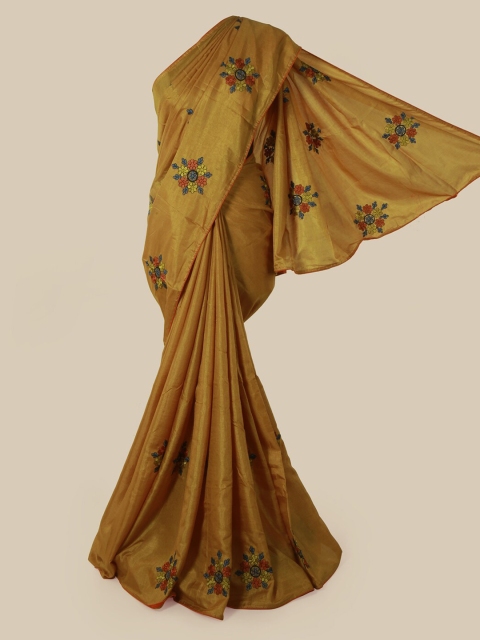 

Pothys Olive Green Printed Art Silk Saree