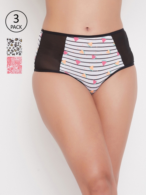 

Clovia Women Pack of 3 Assorted Hipster Briefs COMPN1062S
