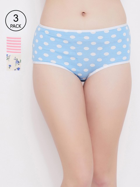 

Clovia Women Pack Of 3 Hipster Briefs COMPN1079S, Pink