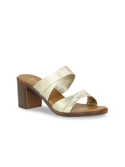 

Inc 5 Women Gold-Toned Textured Mules