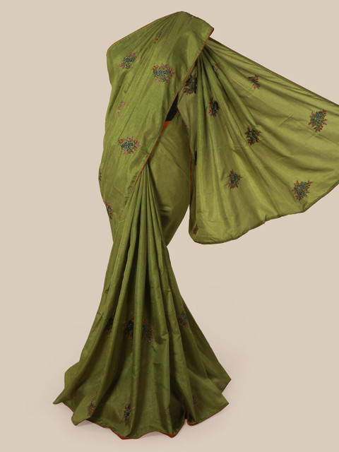 

Pothys Green Embroidered Art Silk Saree