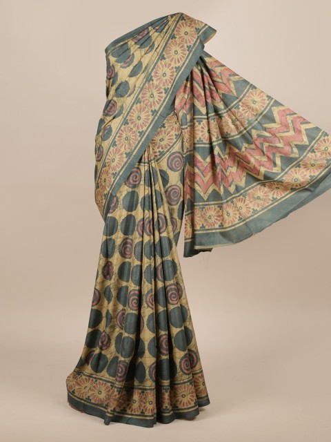 

Pothys Cream-Coloured Printed Jute Silk Saree