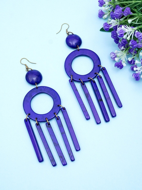 

Golden Peacock Blue Chandelier Contemporary Drop Earrings