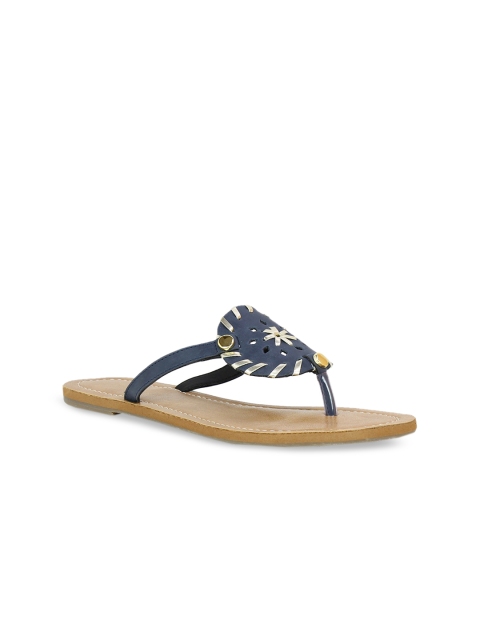 

Inc 5 Women Navy Blue Woven Design Open-Toe Flats