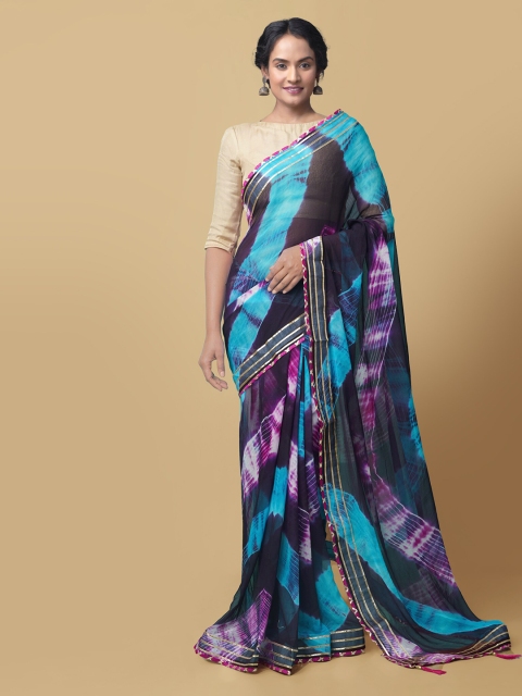 

Unnati Silks Multicoloured Printed Pure Chiffon Saree, Multi