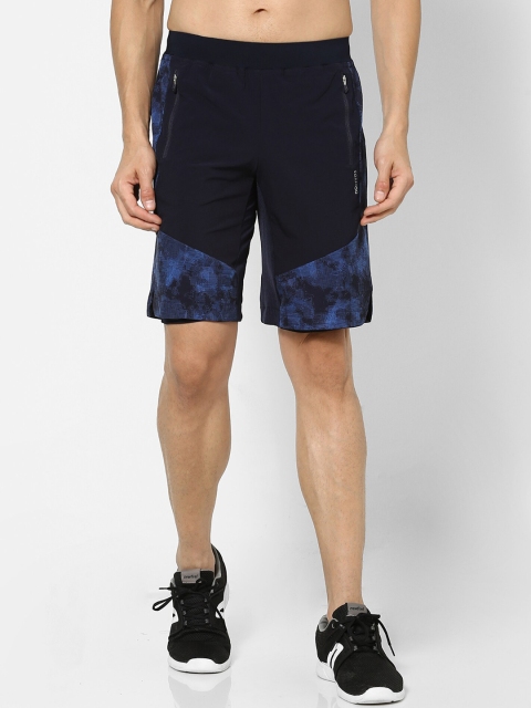 Domyos By Decathlon Men Navy Blue Colourblocked Regular Fit Sports Shorts