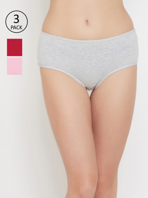 

Clovia Women Pack Of 3 Printed Hipster Briefs COMPN1085S, Grey