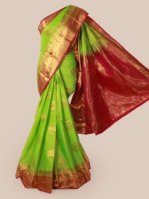 

Pothys Green & Red Pure Silk Woven Design Saree