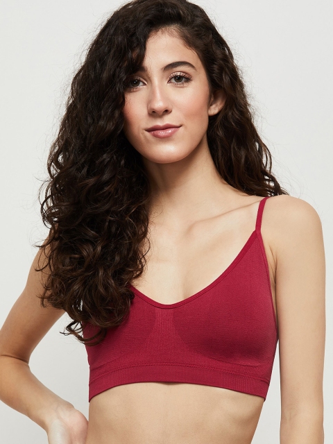 max Maroon Solid Non-Wired Non Padded Bralette Bra SU21SMPD02BURGUNDY