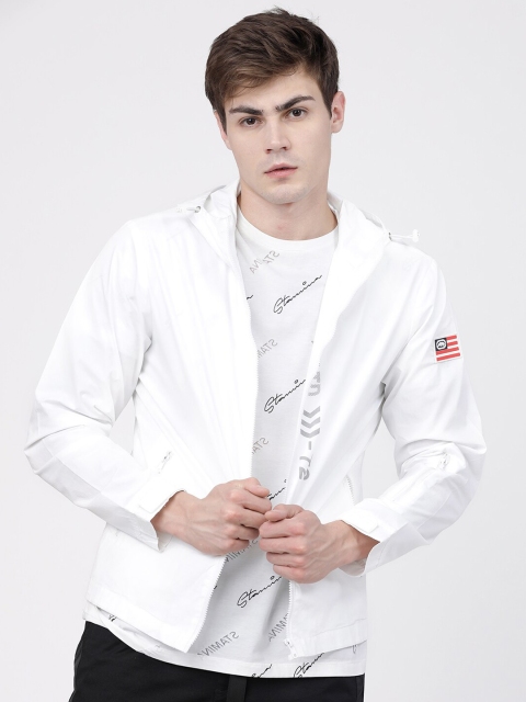 

Ecko Unltd Men White Solid Cotton Hooded Tailored Jacket
