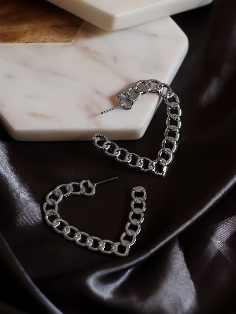 

Bellofox Silver-Plated Heart Shaped Drop Earrings