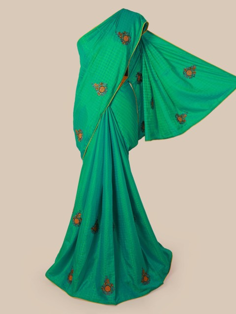 

Pothys Green Checked Art Silk Saree