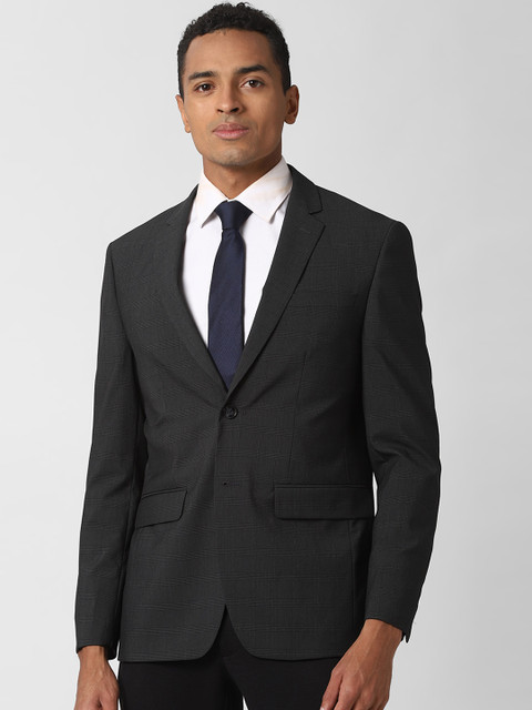 

Peter England Elite Men Black Checked Slim Fit Single-Breasted Formal Blazer