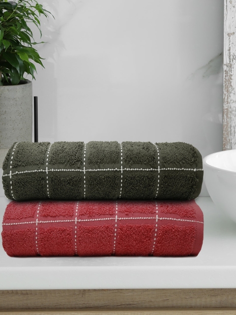 

Trident Set of 2 Dusk & Dawn Grey & Pink Checked 450 GSM Towel Set.