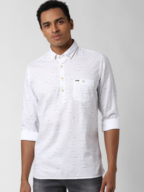 

Peter England Casuals Men White Slim Fit Printed Cotton Casual Shirt