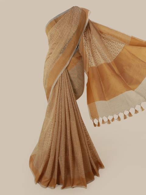 

Pothys Cream-Coloured & Brown Supernet Woven Design Saree