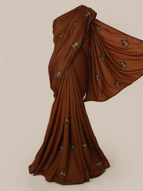 

Pothys Brown Embroidered Art Silk Saree