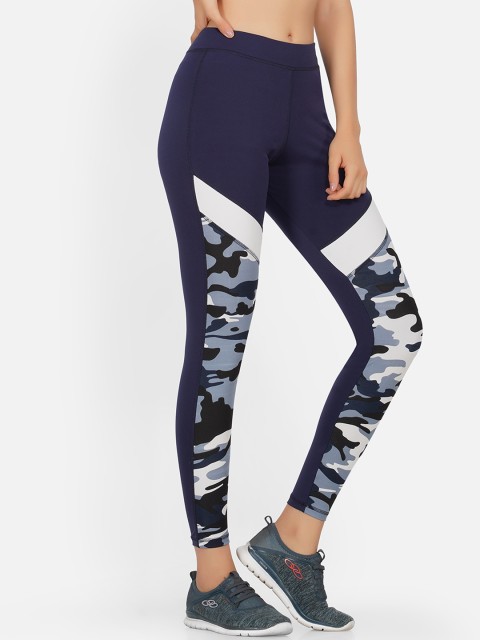 

NEU LOOK FASHION Women Navy Blue Camo Printed Gym Tights